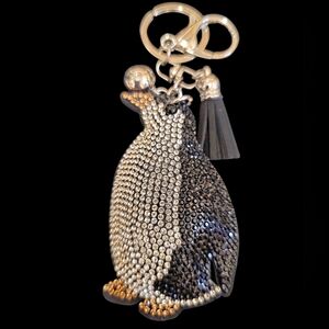 Sparkly Penguin Rhinestone Bag Charm – Cute Keychain A